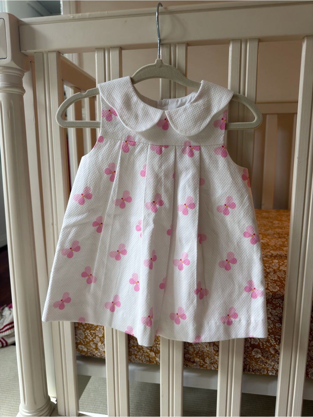 Jacadi White Dress with Pink Floral Motif